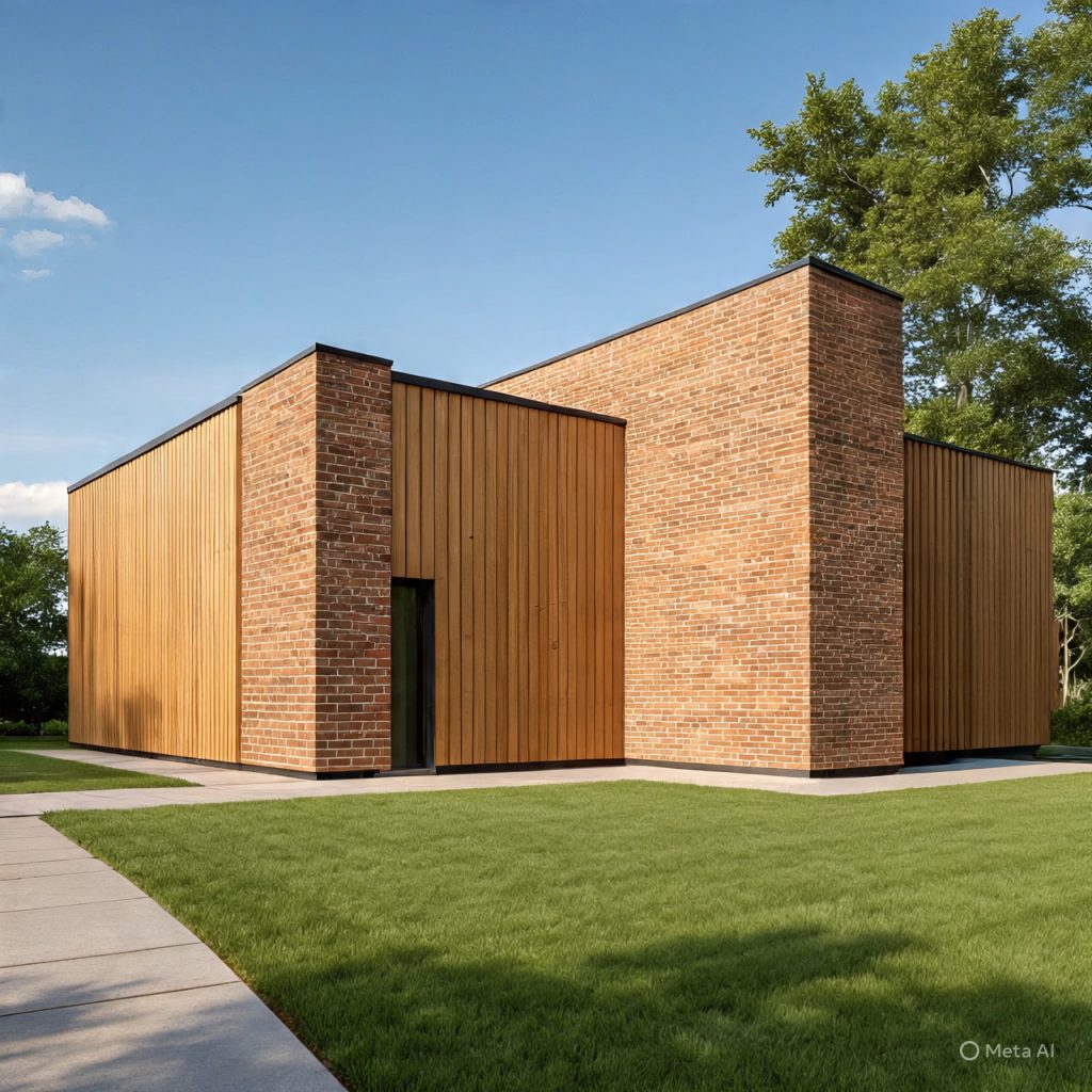 Modern brick elevation with vertical panel design
