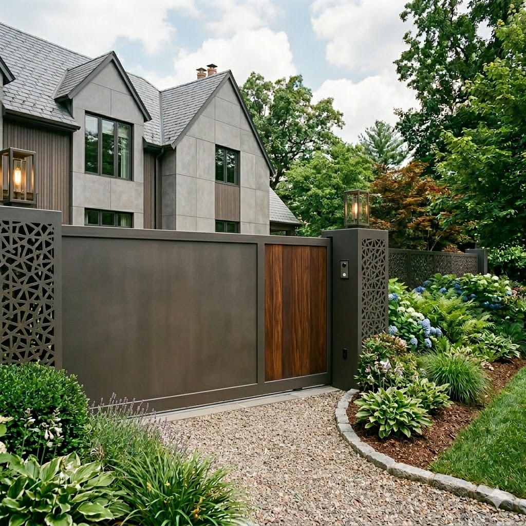 mixed material boundary wall design ideas