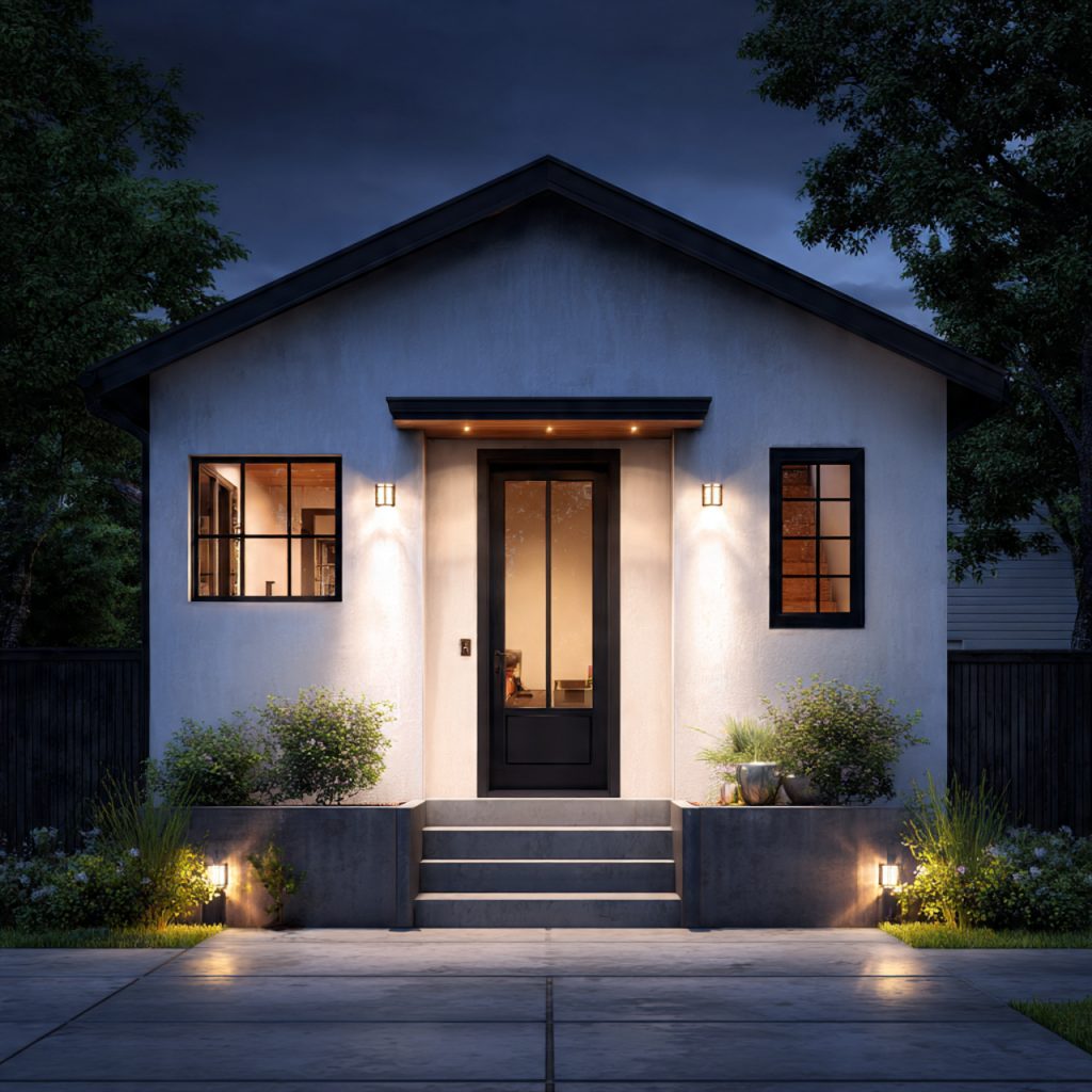 cheap exterior lighting ideas house front budget modern facade lighting
