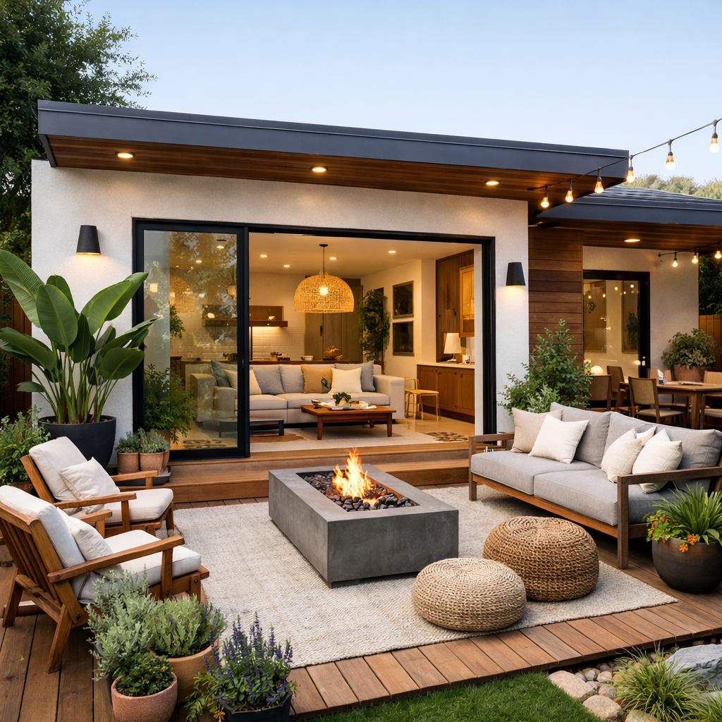 modern small house design with outdoor patio space