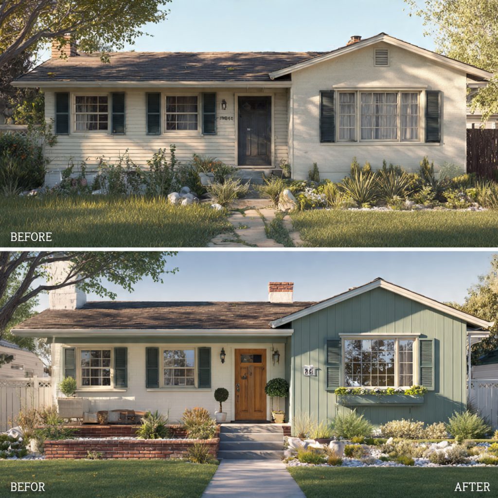 Before and after transformation, Front Elevation Design Cost in USA