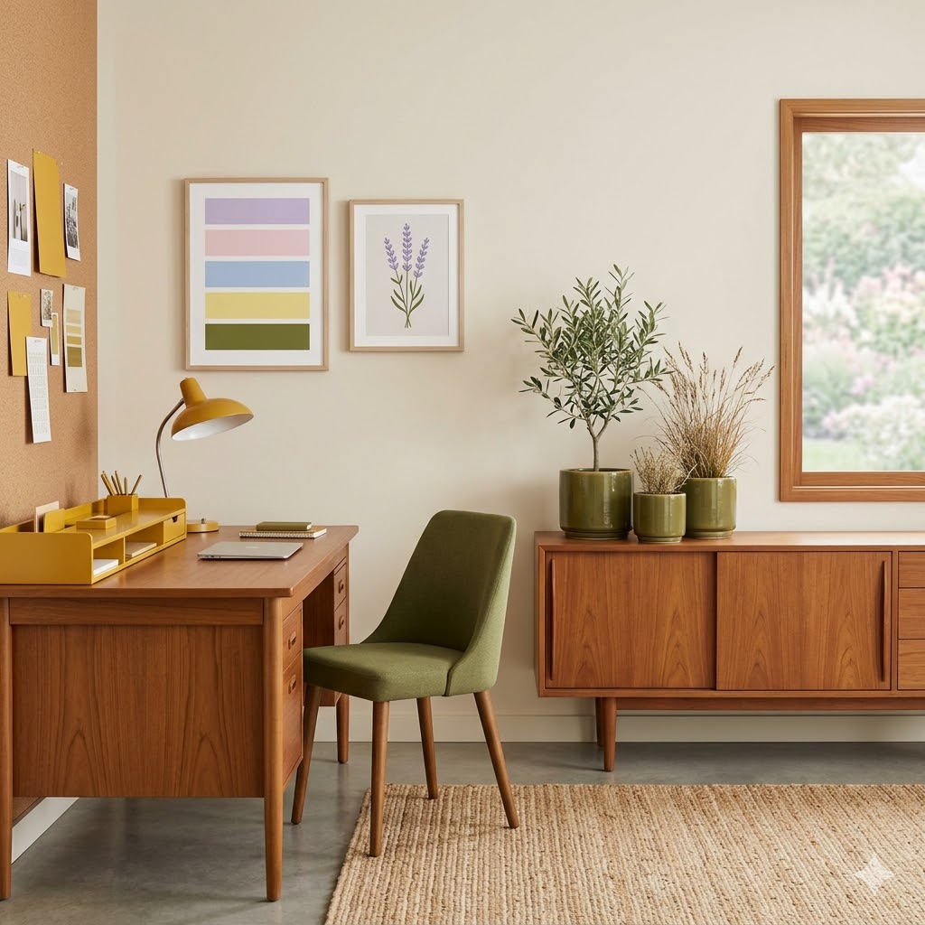 mid century office color palette inspiration
