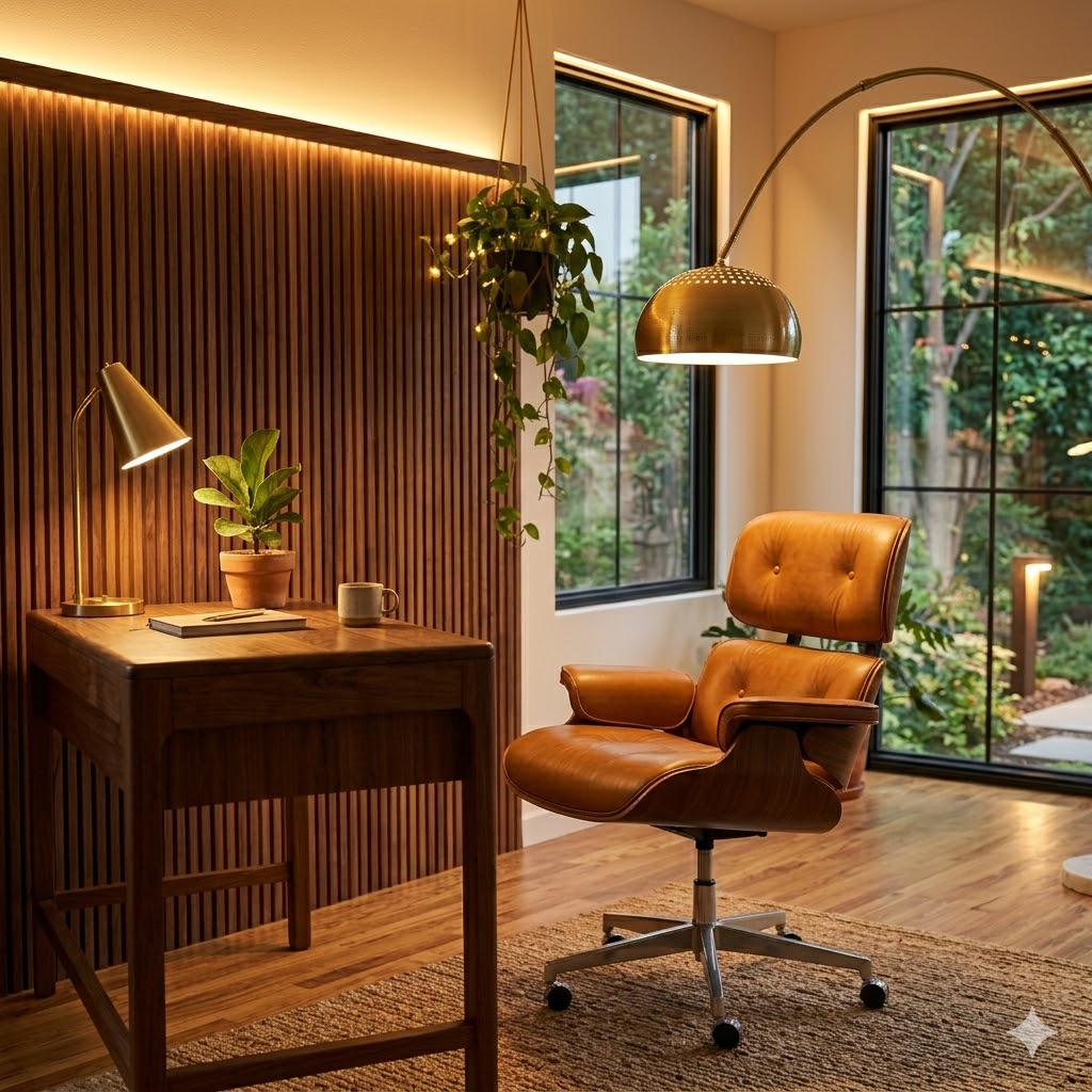 mid century office lighting ideas warm ambiance