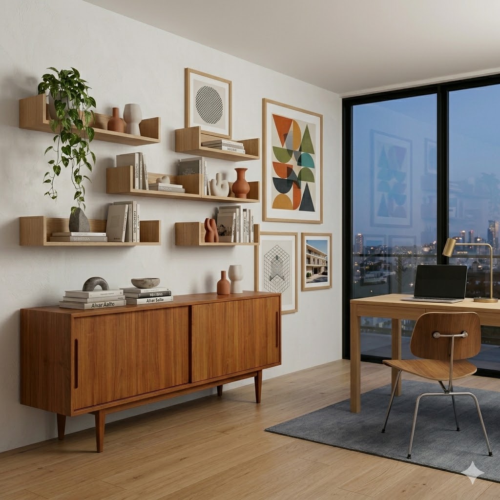 mid century office wall decor ideas