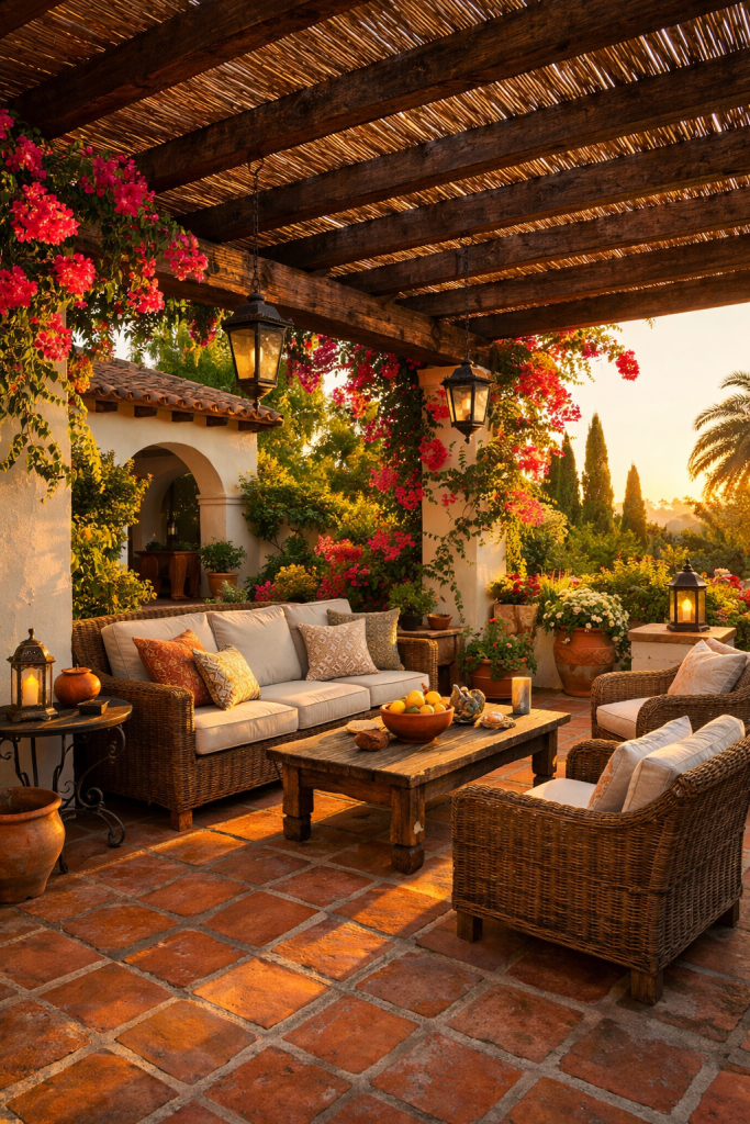 Marbella patio with pergola and bougainvillea Creating a Relax Outdoor Seating Area